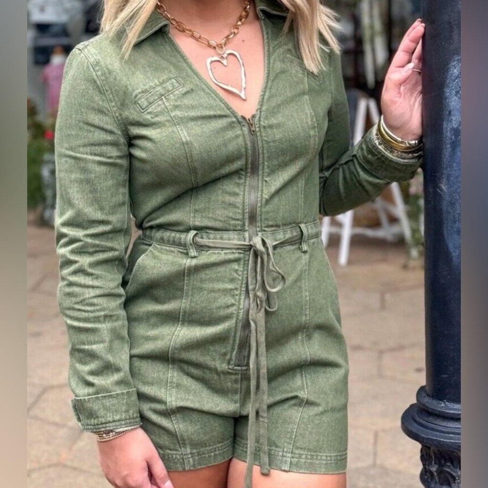 Anthropologie Storia Olive Green jumpsuit size small